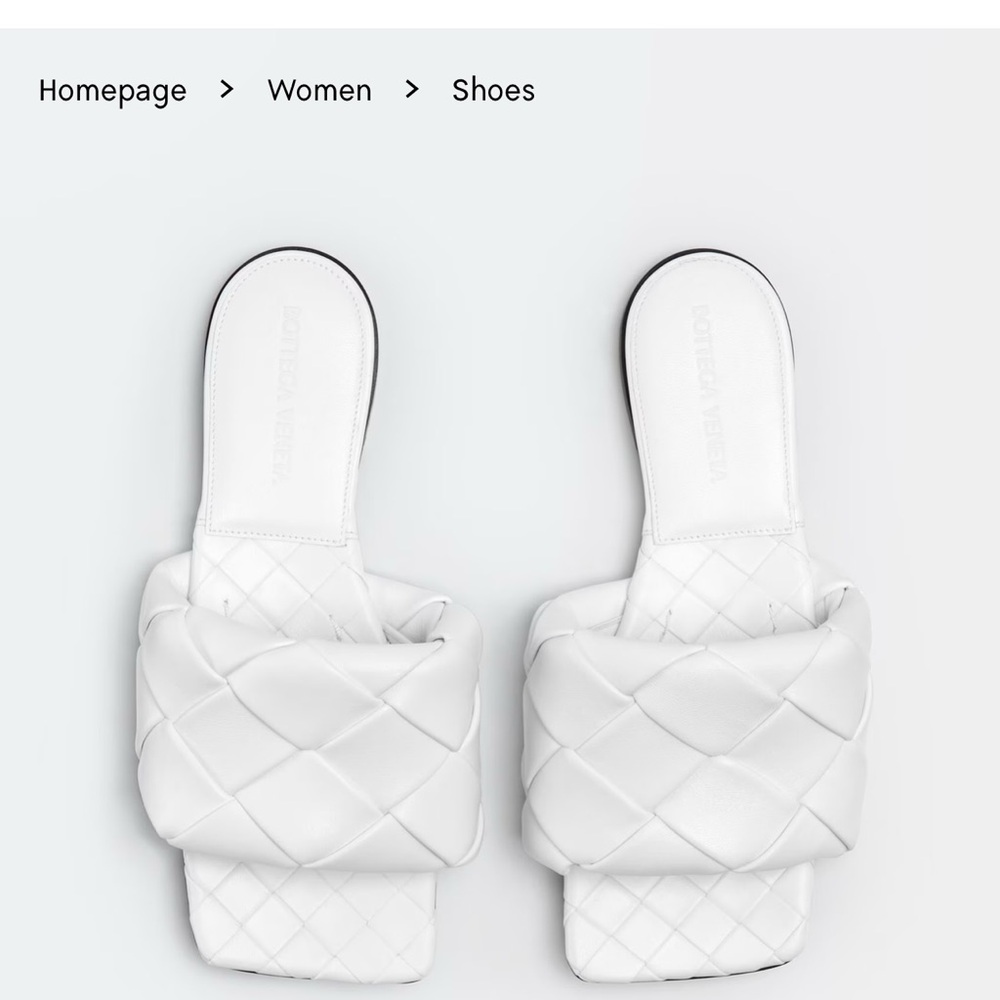 Bottega Veneta White Quilted Lido Slides